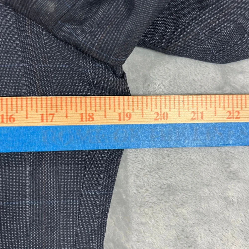C&R Clothiers Blazer Mens 39S Navy Blue Good Worsted Wool Windowpane USA Made